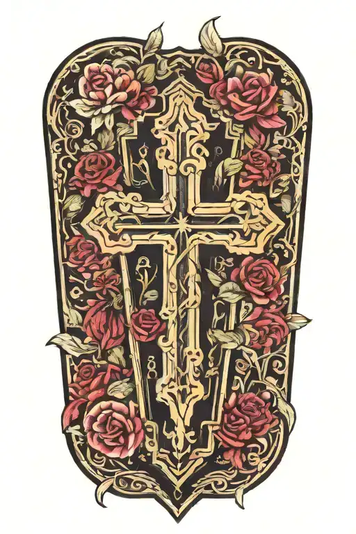 Cross In Coffin Surrounded