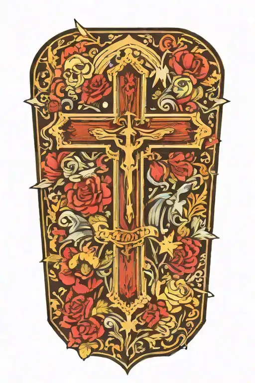 Cross In Coffin Surrounded