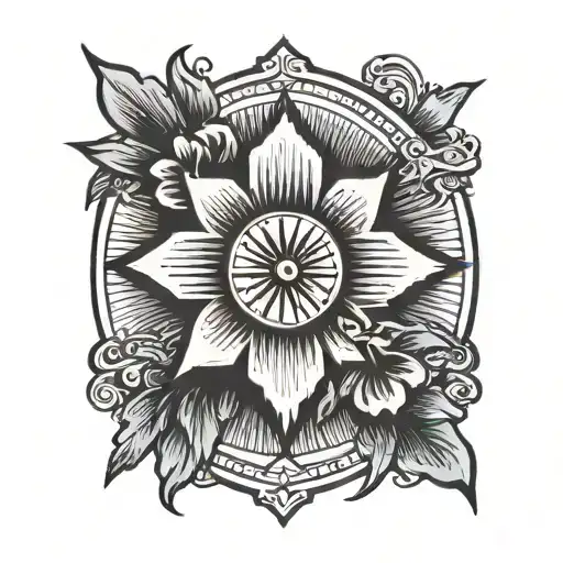 Cross With Sun Rays And One Flower