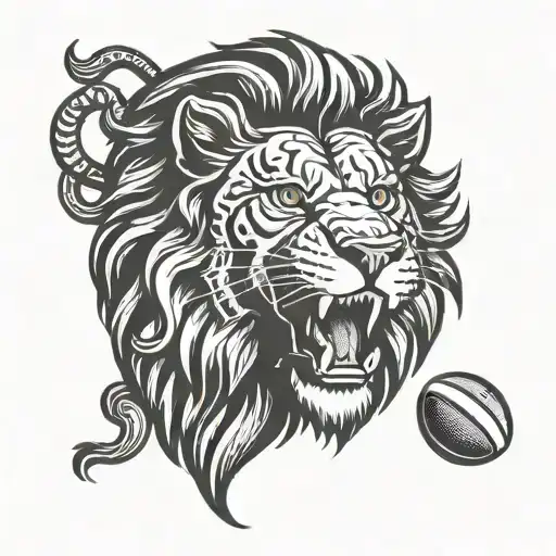 Lion Head With Rugby Ball Morphing