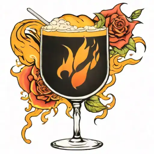 Flaming Moltov Cocktail With Rose Coming Out