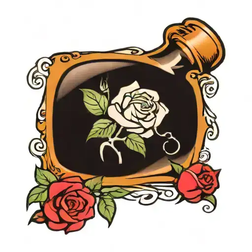 Liquor Bottle With Rose Growing Out Of It