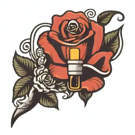 Liquor Bottle With Rose Coming Out