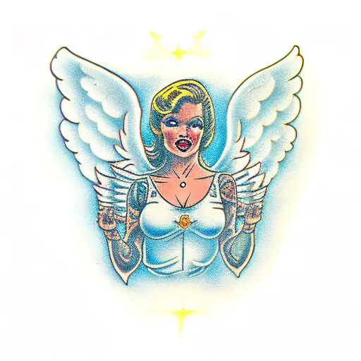 Angel With Wings Holding A Ak-47