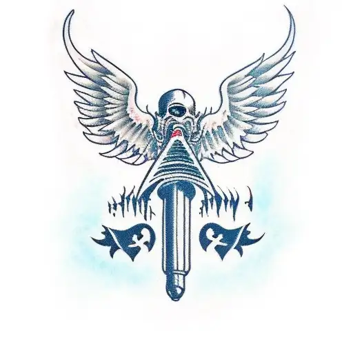 Flying Demon With Wings Shooting A Ak-47