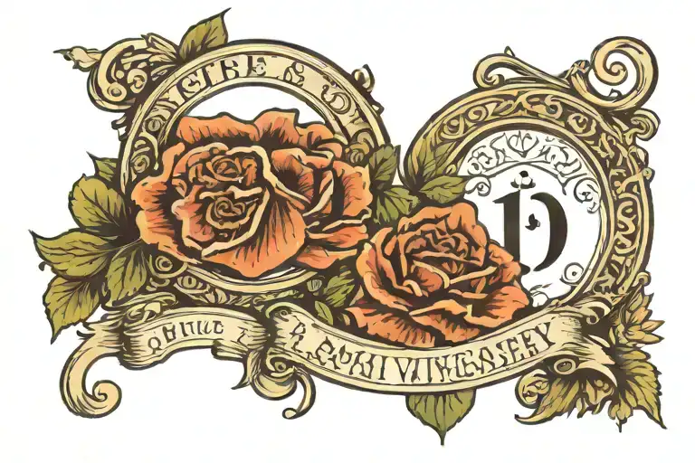 Wife's Initials And Anniversary Date Written In Roman