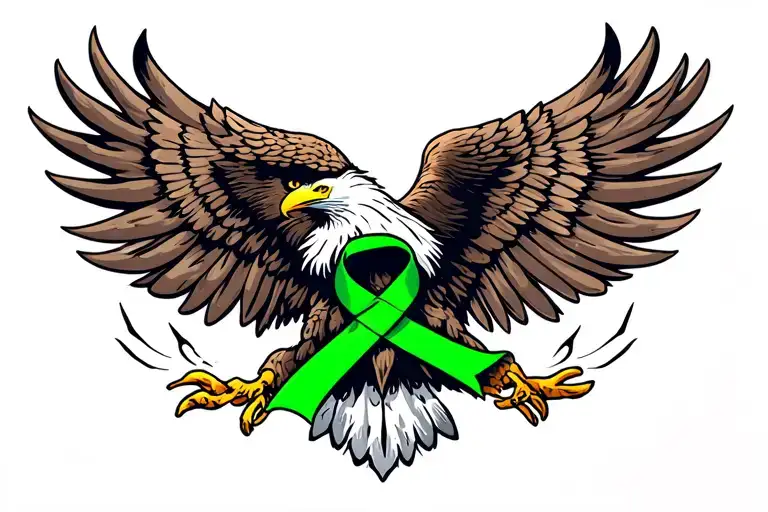 Eagle Ripping Green Cancer Ribbon