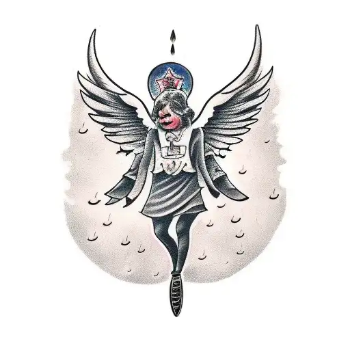 Angel's Falling From The Sky Dark Clouds And Rain