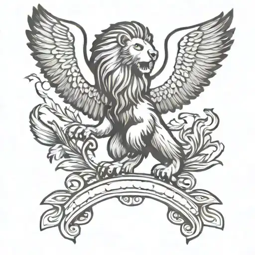 Lion And Eagle Soaring