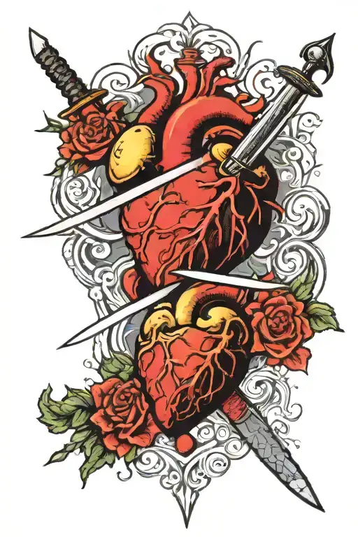 Heart And Brain Fighting With Sword