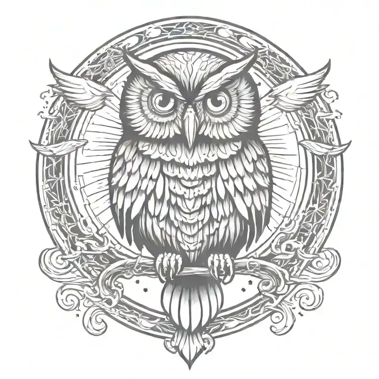 Ominous Spooky Moon Owl