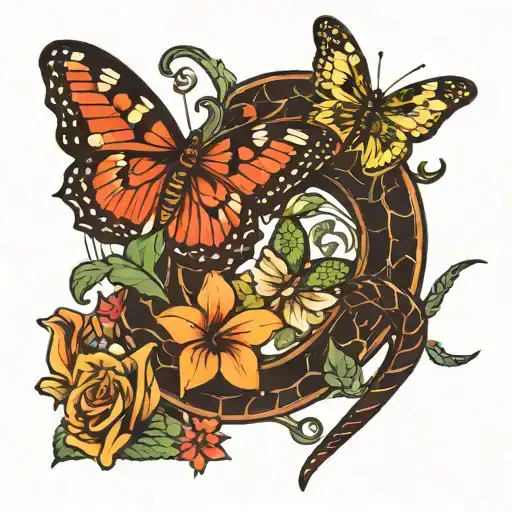 Snake And Butterflies