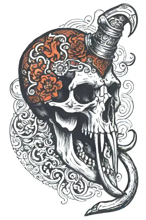 Mammoth Skull In Tar