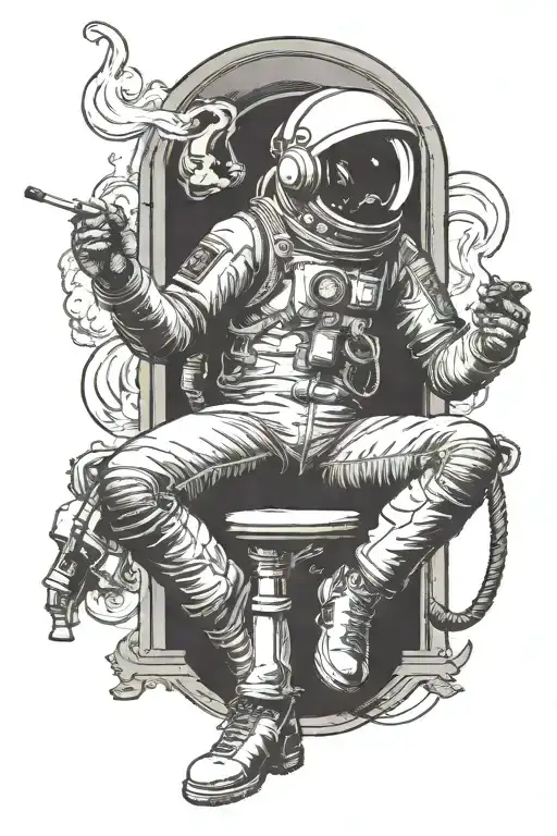 Smoking Astronaut Sitting