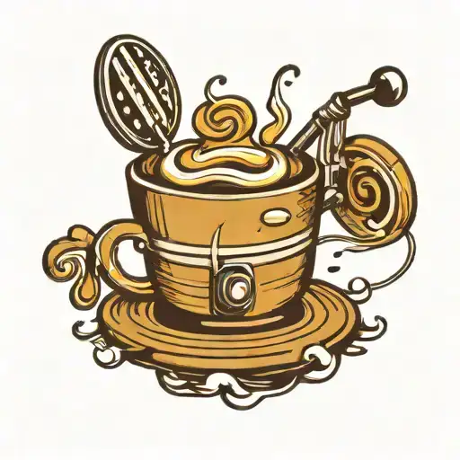 Radio Antenna Shaped Like A Coffee Cup With Steam Forming Music Notes