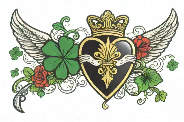 Claddagh And Shamrock Surrounded By Colorful