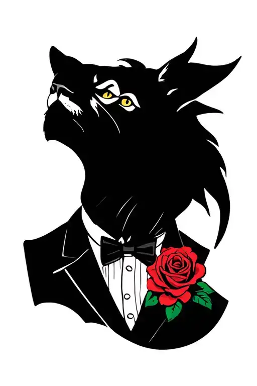 Lion Wearing A Tuxedo With Rose In Lapel And Rolex Watch