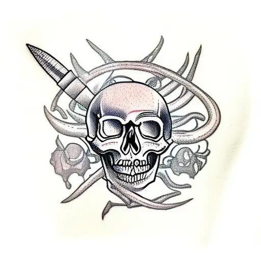 Skull With Spiders And Daggers