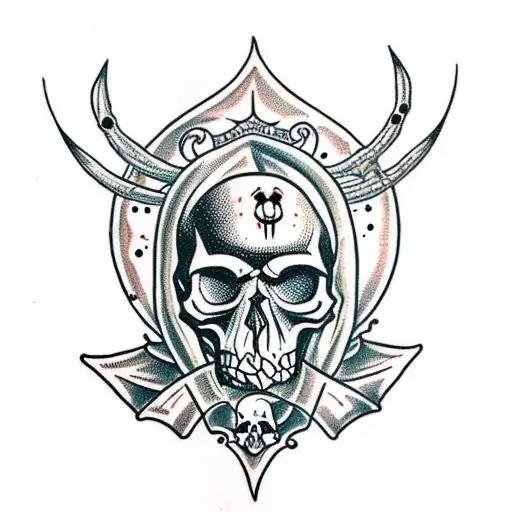 Skull With Spiders And Daggers