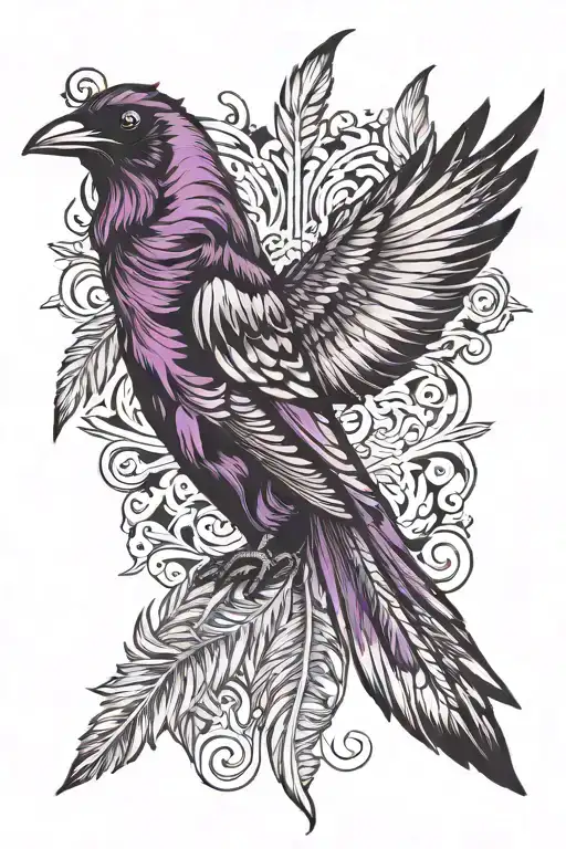 Raven Feather Black And Purple