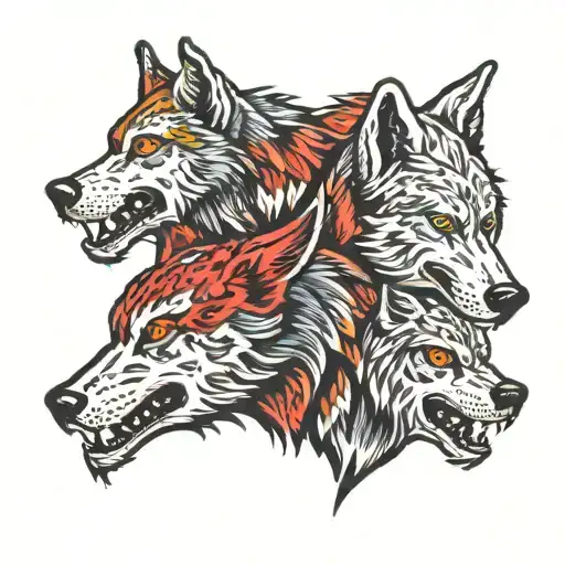 3 Headed Wolf Looking Forward