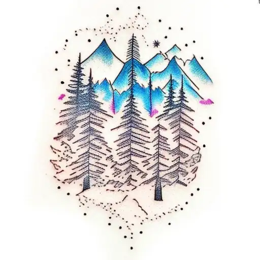 Mountain Trees Snow Trail Inner Bicep