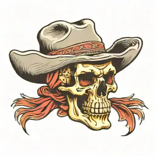 Cowboy Skull With Hat And Bandanna