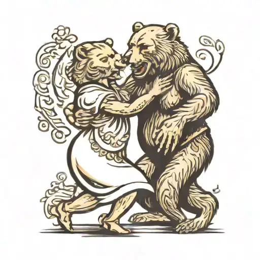 Old Couple Dancing Bear