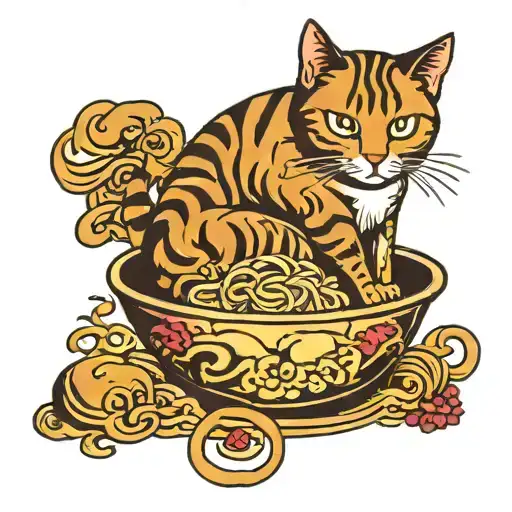 Cat In Ramen Bowl