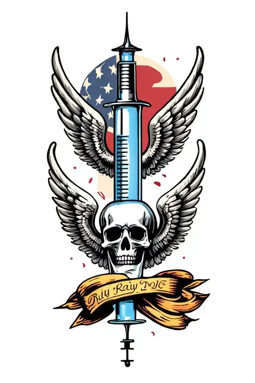 Syringe With Wings And Skull