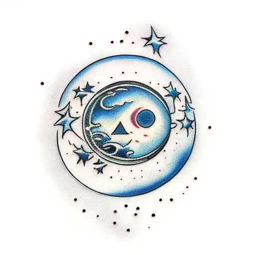 A Moon Surrounded By Clouds