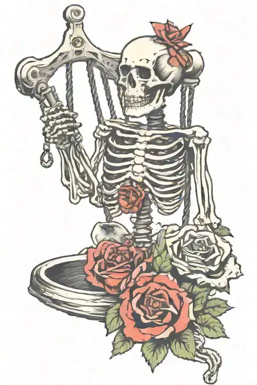 Grateful Dead Bertha Skeleton And Roses Using A Rope To Ring The Liberty Bell Above
