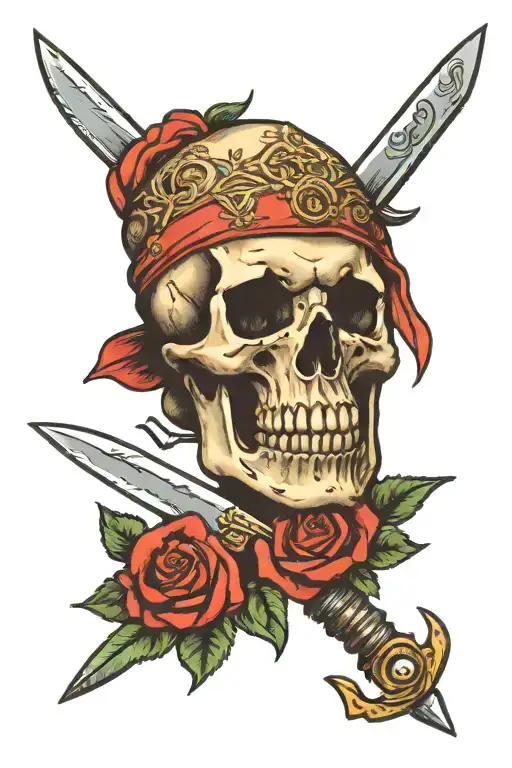 Russian Prison Tattoo Skull And Rambo Knife