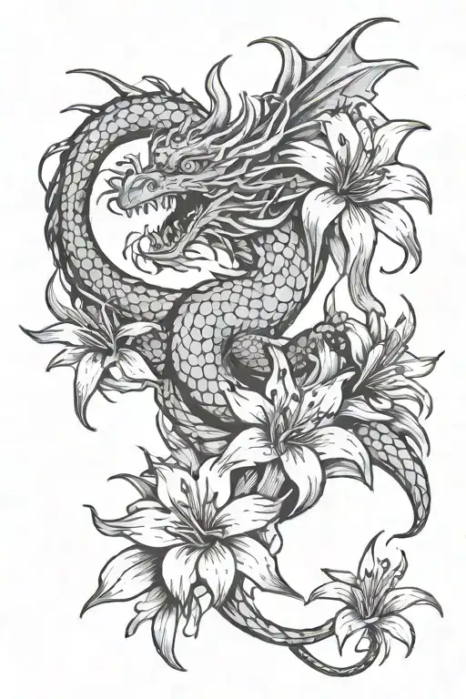 Dragon With Spider Lily