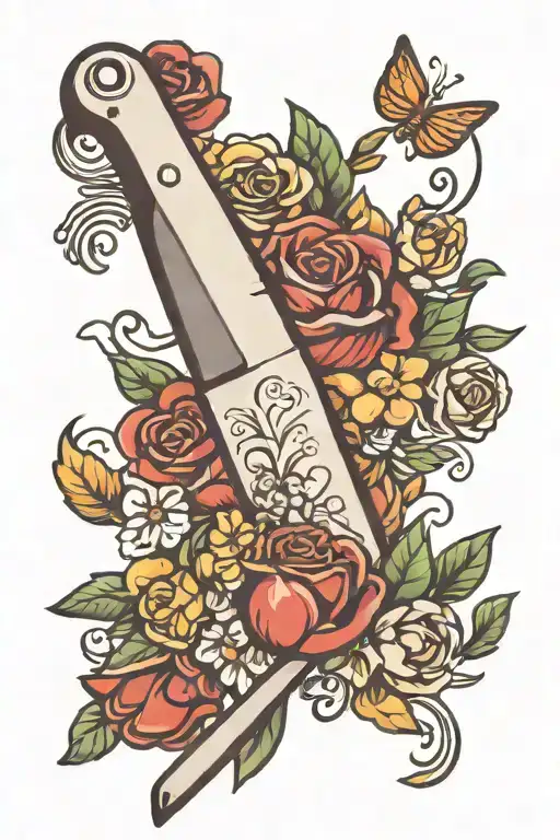 Chef Knife With Flowers