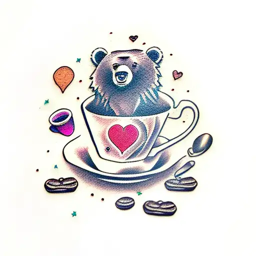 Bear Head Above A Cup Of Coffee