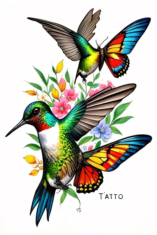 Hummingbird And Butterfly