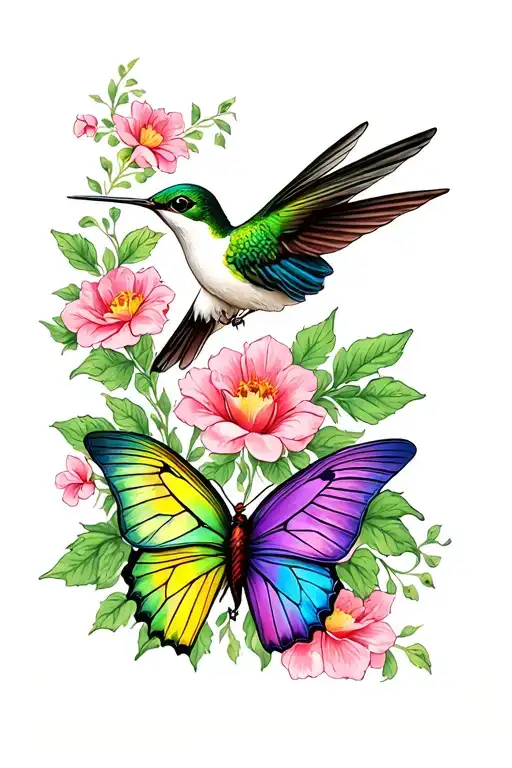 Hummingbird And Butterfly