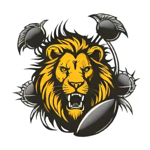 Lion Head With Rugby Ball Merging