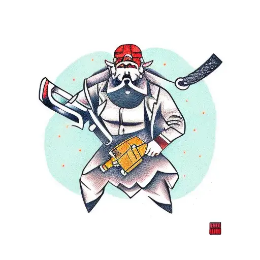 Demon Lumberjack Swinging A Chainsaw