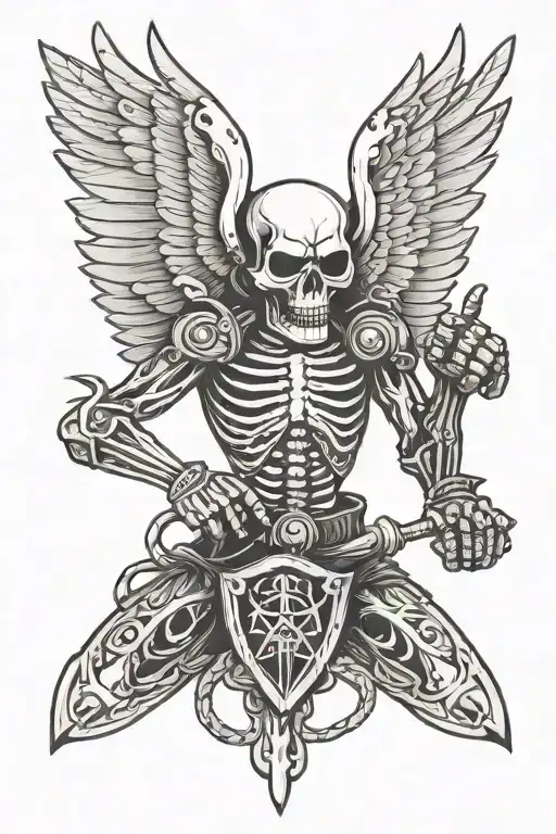 Skeleton Who Wields Muay Thai In Brass Knuckles Diamond Wings