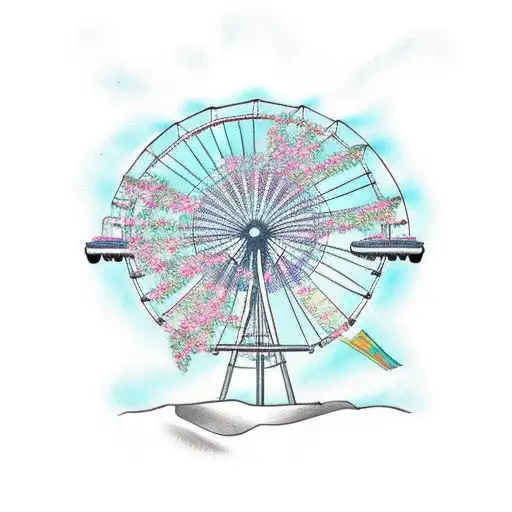 Palmetto Tree Ferris Wheel Beach Chicago