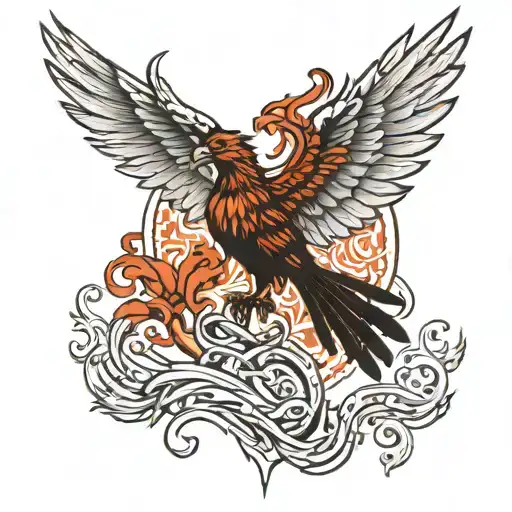 Phoenix Rising With Spinal Column Intertwined And Nerve Tree