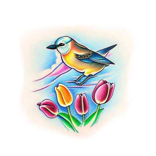 Tulip With Bird