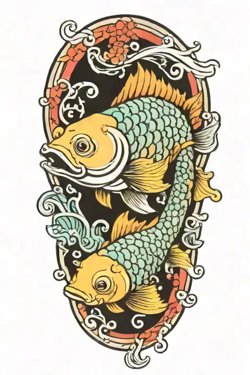 Coloful Koifish Swimming In A Sea