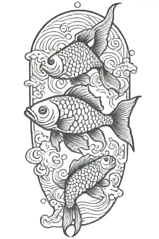 Coloful Koifish Swimming In A Sea