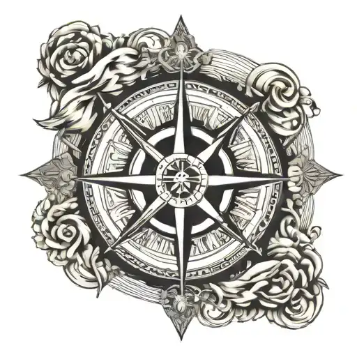 Calm Ocean Storm Compass Rose Intertwined