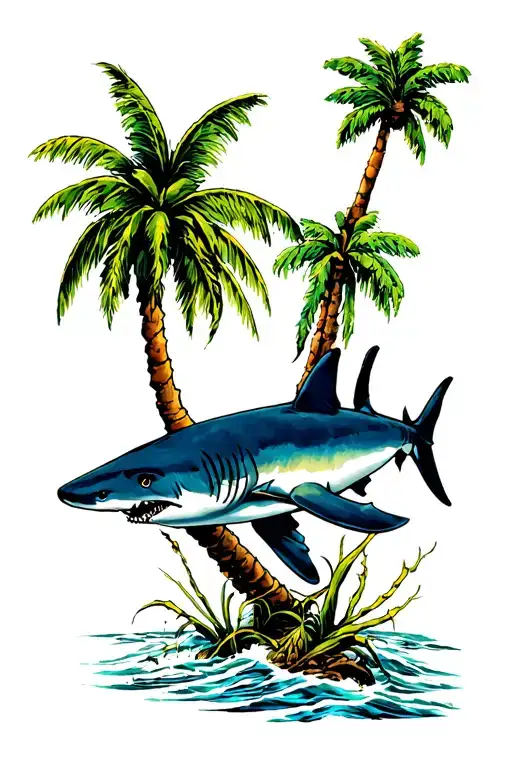Shark And Palm Tree