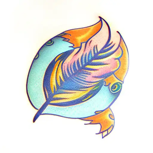 Feather Outline Forearm With Orange