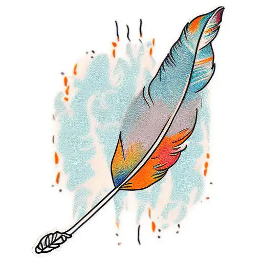 Feather Outline Forearm With Orange